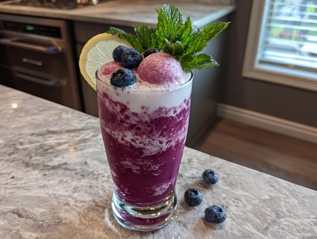 Blueberry Sorbet Sparkling Mocktail