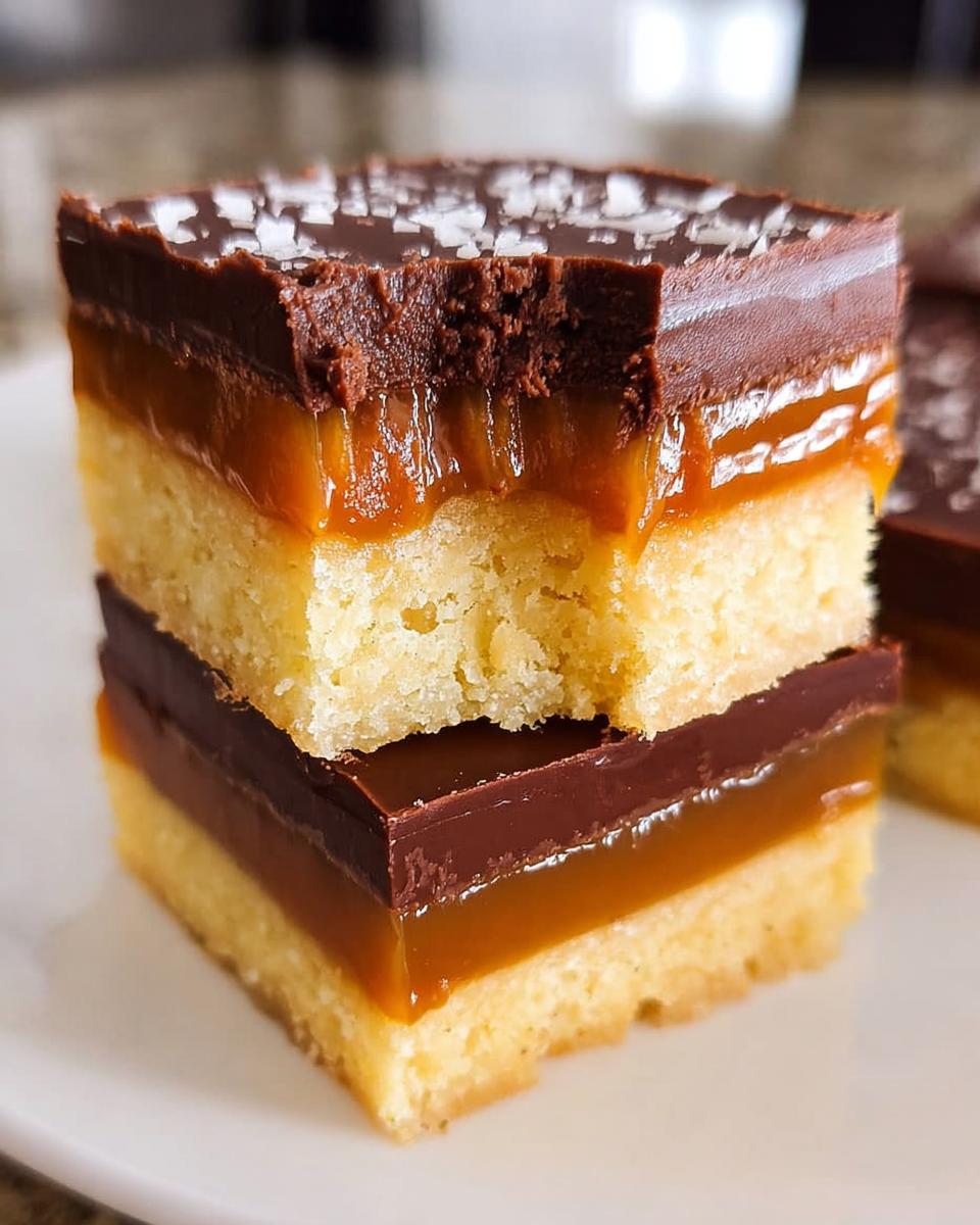 Caramel Millionaire Bars With Shortbread and Chocolate - detail 1