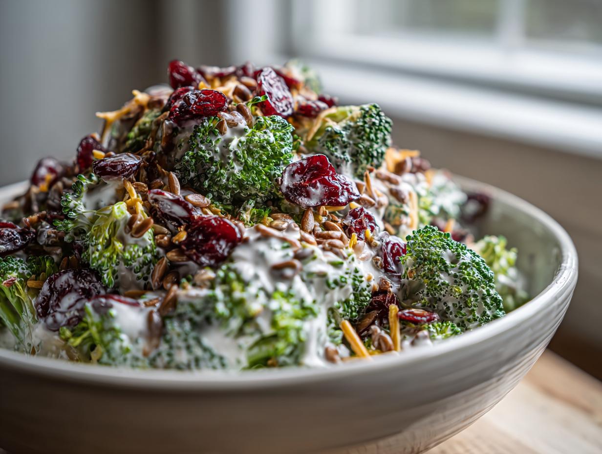 Divine 15-min Classic Creamy Broccoli Salad with Cranberries