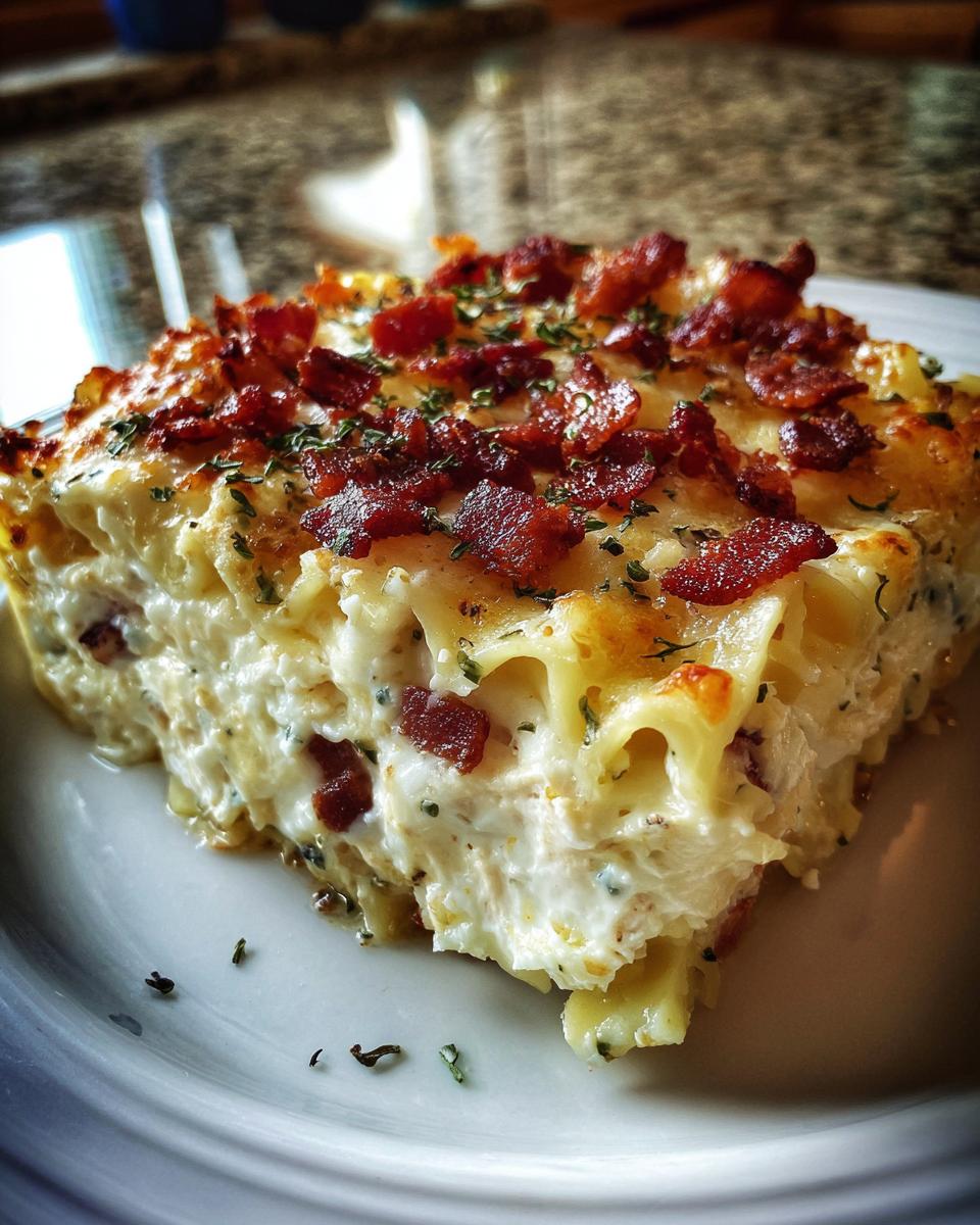 Creamy Chicken Ranch Lasagna With Cheese and Beef Bacon - detail 1