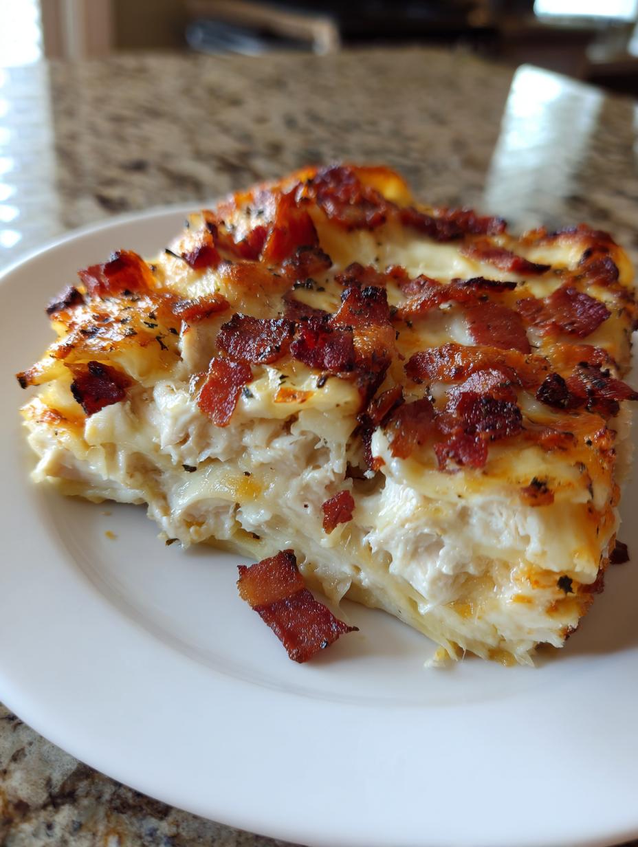 Creamy Chicken Ranch Lasagna With Cheese and Beef Bacon - detail 2