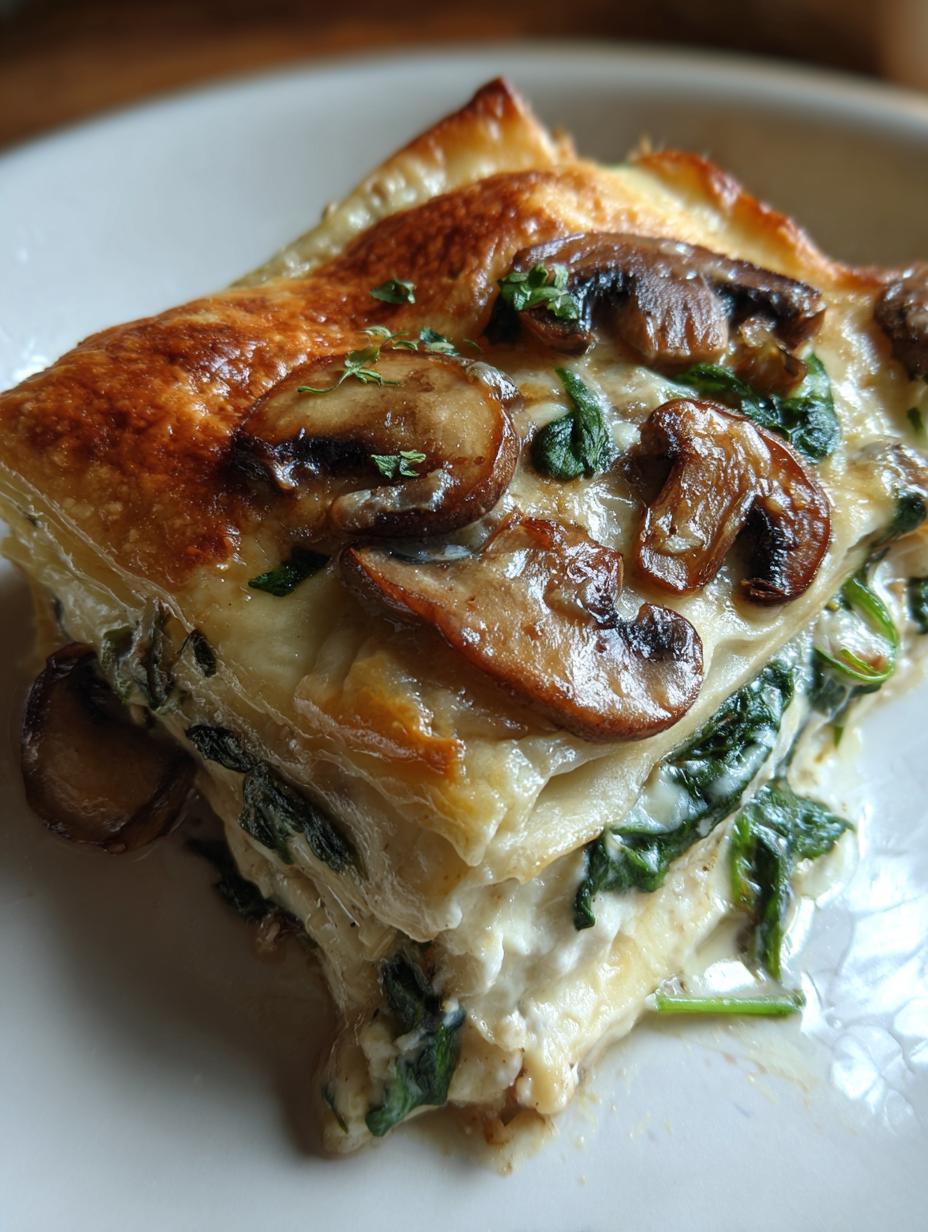 Creamy Mushroom and Spinach Lasagna - detail 2