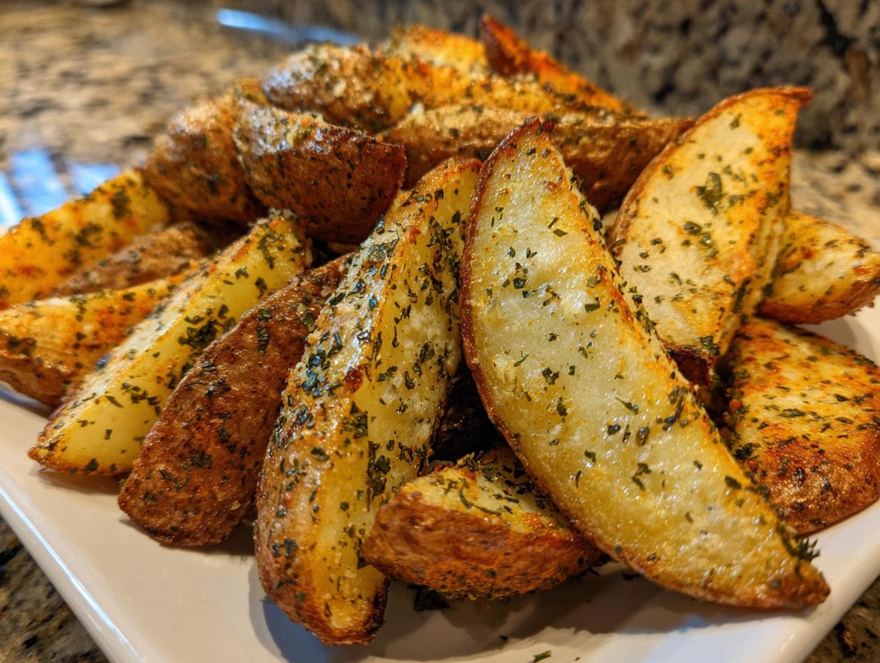 Amazing Crispy Baked Potato Wedges with Garlic and Herbs