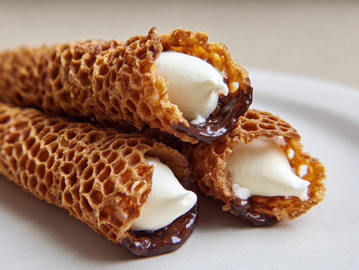 Crispy Brandy Snaps with Almond Cream Filling