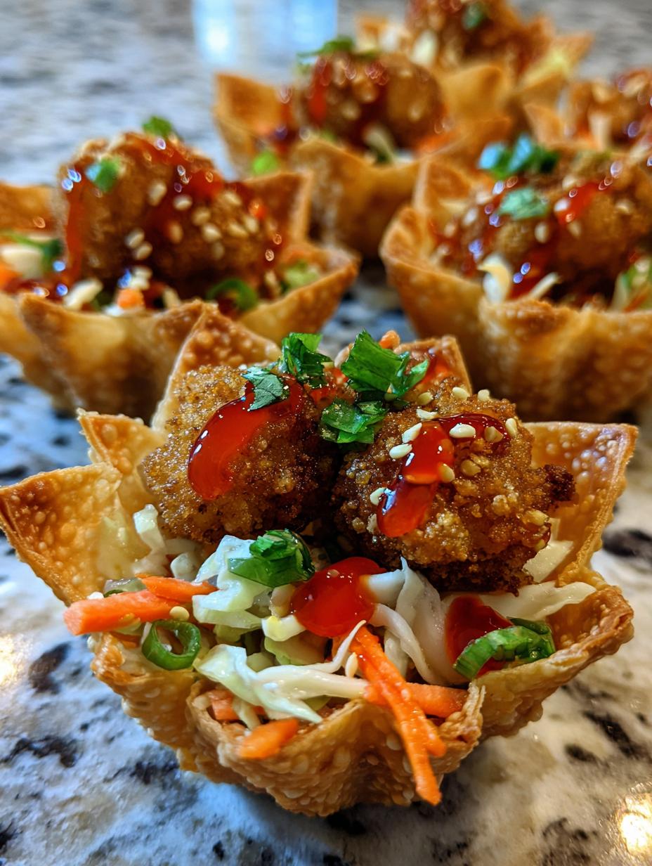 Crispy Chicken Wonton Tacos with Asian Slaw - detail 2