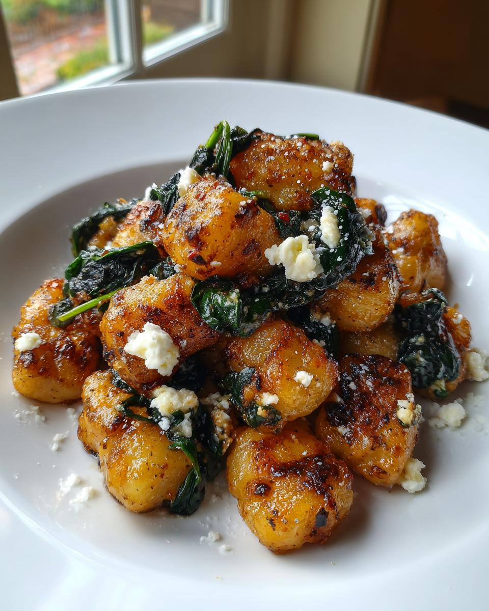25 Minute Crispy Gnocchi with Spinach and Feta Joy 4 Crispy Gnocchi with Spinach and Feta - detail 1