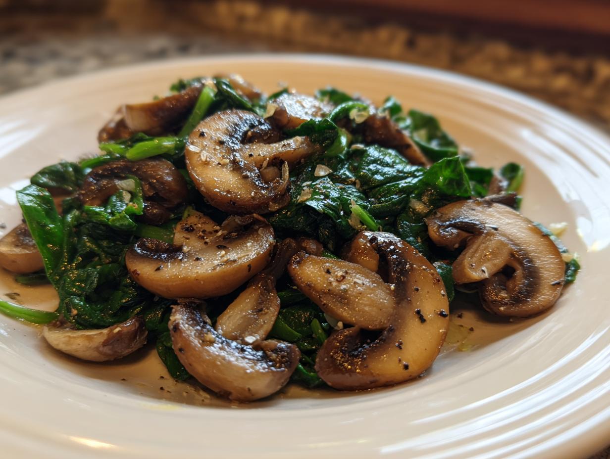 Amazing Easy Sautéed Mushrooms with Spinach and Garlic
