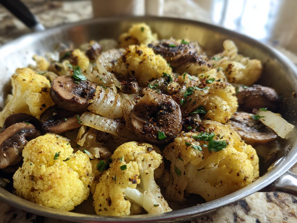 Garlic Cauliflower Mushroom Skillet Easy One Pan
