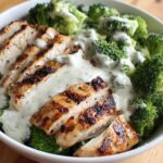 Grilled Chicken Broccoli Bowls With Creamy Garlic Sauce