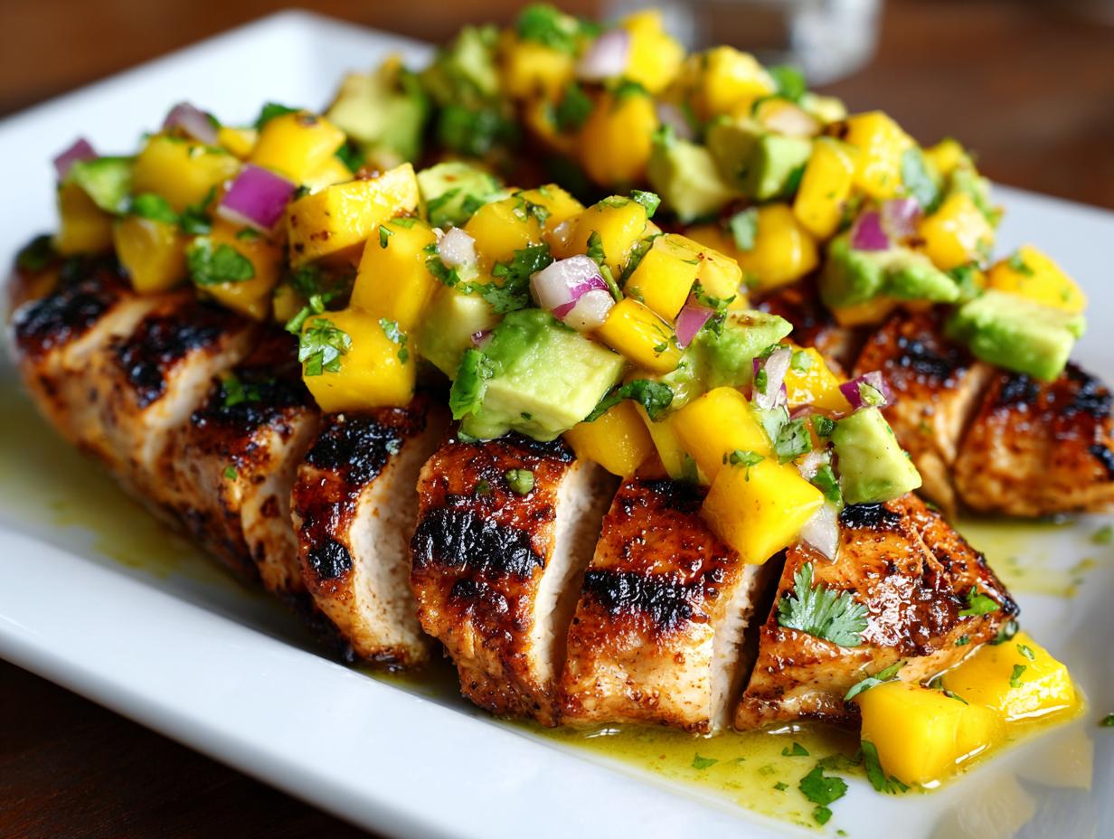 30 Minute Grilled chicken with mango salsa Joy