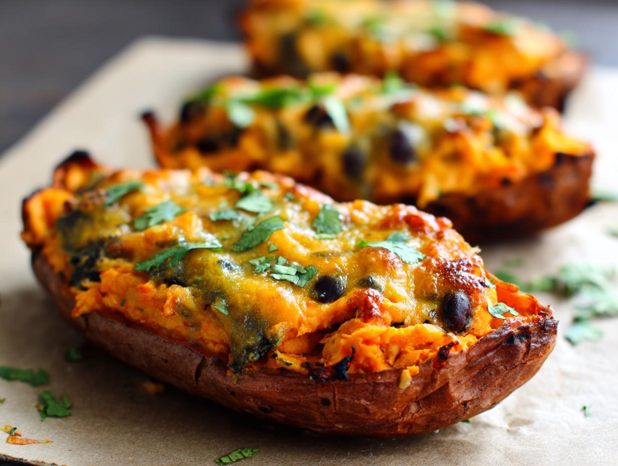 Shocking Loaded Sweet Potato Skins with Black Beans and Lime