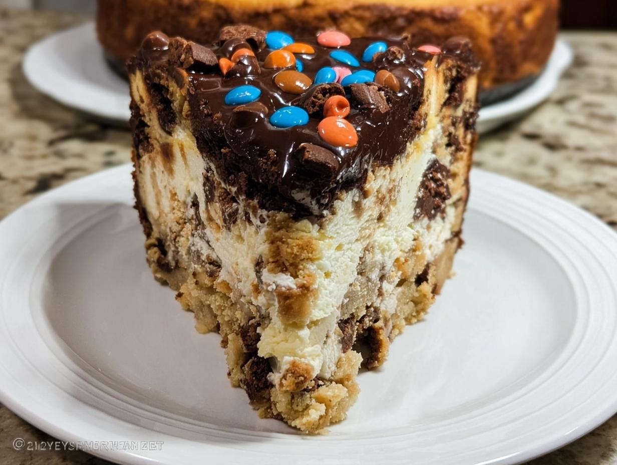 Monster Cookie Cheesecake With Peanut Butter Crust Wow