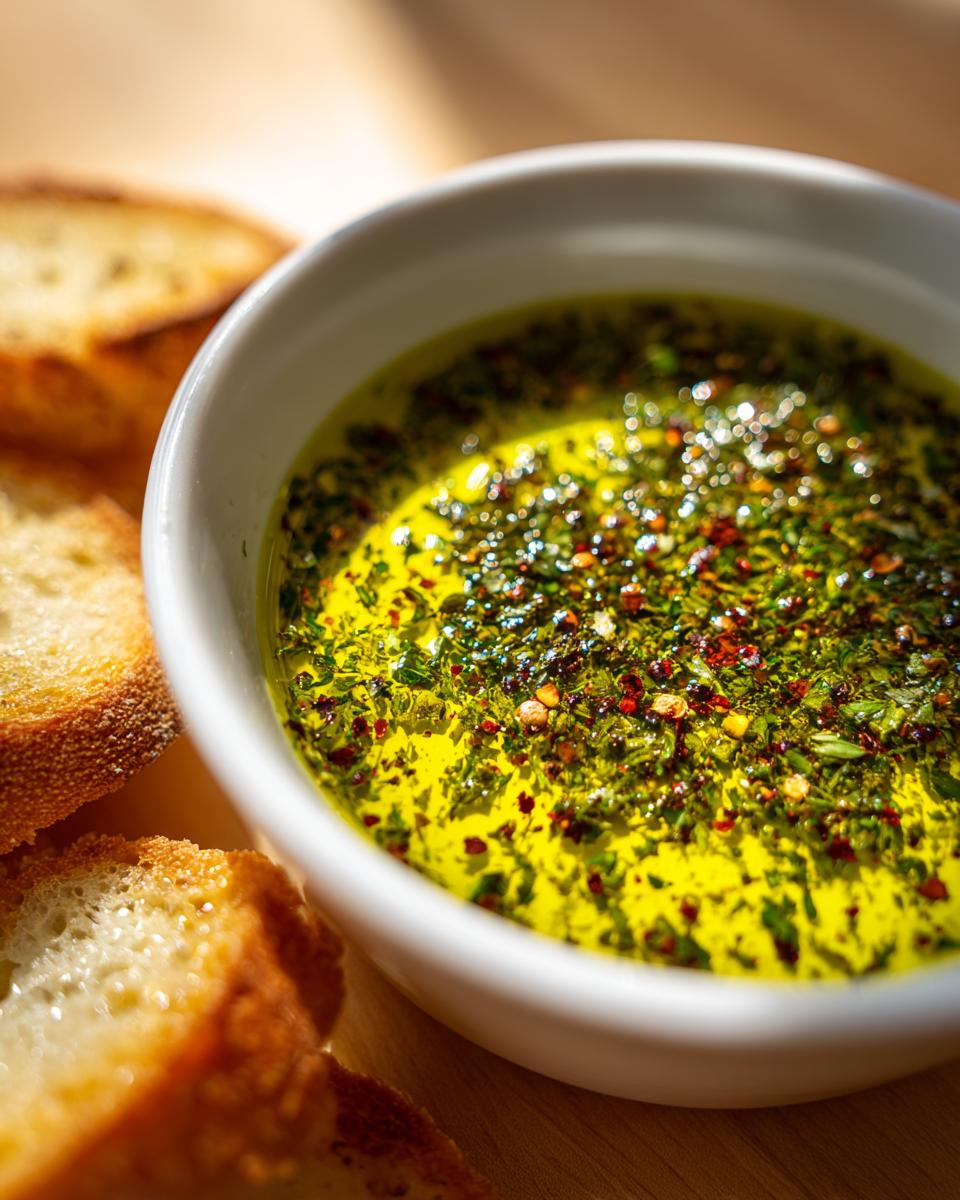 Olive Oil Bread Dip with Herbs and Garlic - detail 1