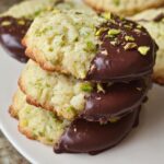 Pistachio Shortbread Cookies Dipped in Chocolate