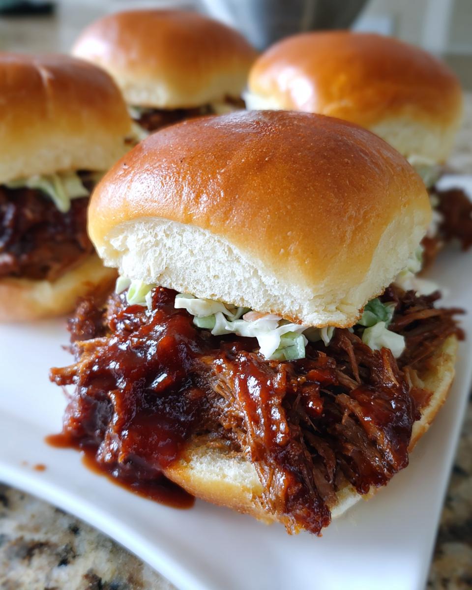Pulled Beef Sliders With BBQ Sauce and Coleslaw - detail 1