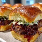 Pulled Beef Sliders With BBQ Sauce and Coleslaw
