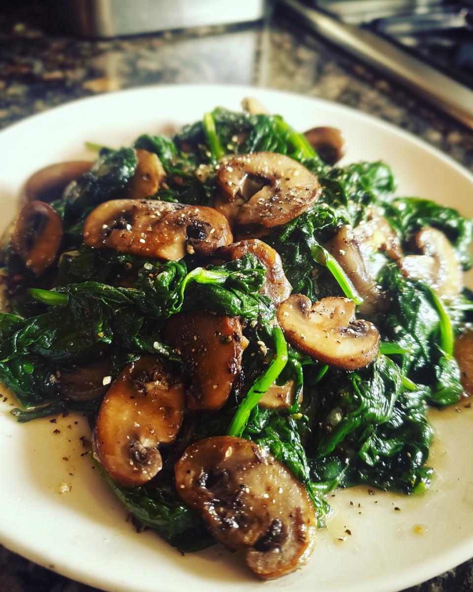 15-Minute Sauteed Spinach and Mushrooms with Garlic and Lemon 4 Sauteed Spinach and Mushrooms with Garlic and Lemon - detail 1