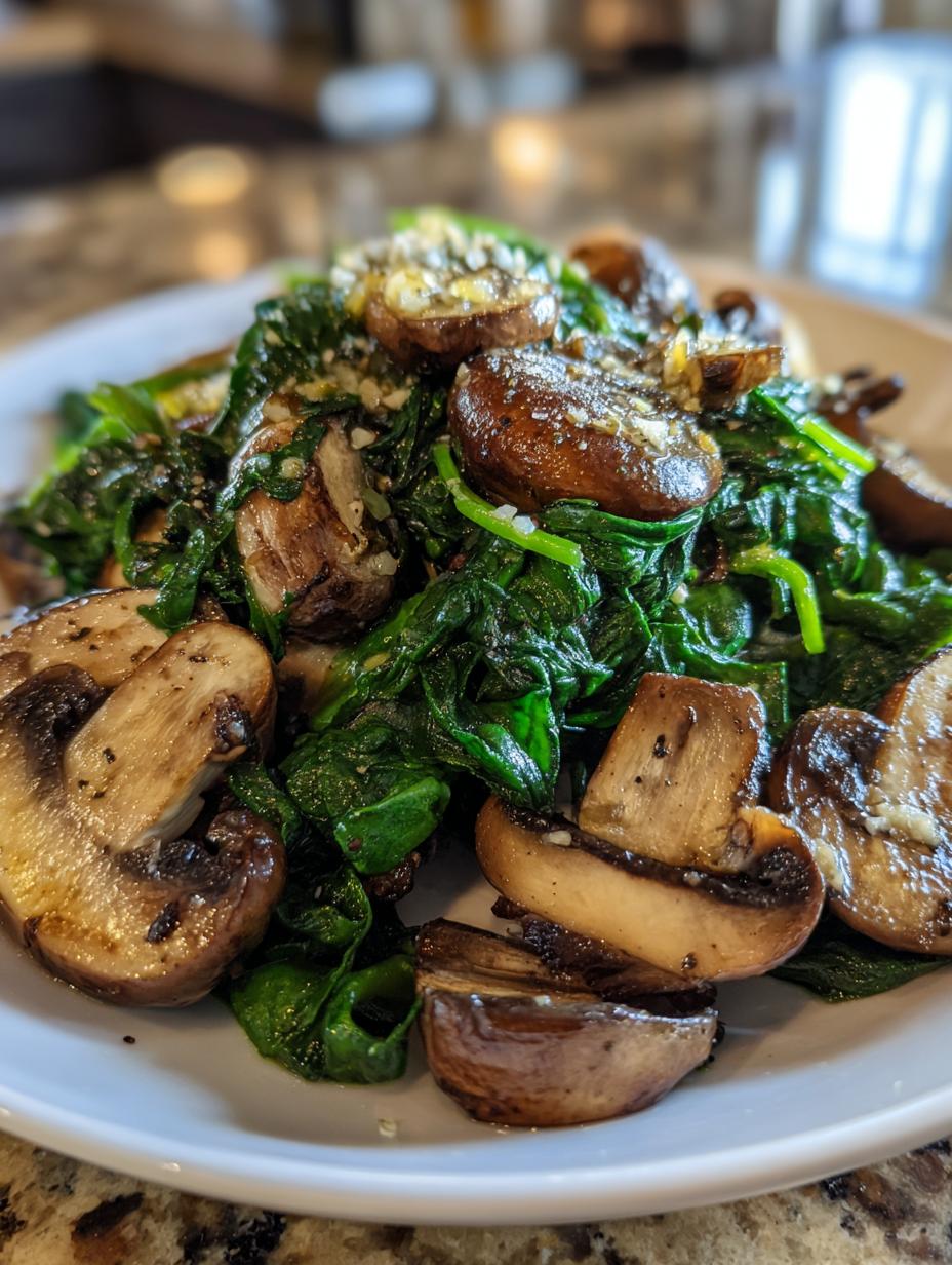 15-Minute Sauteed Spinach and Mushrooms with Garlic and Lemon 5 Sauteed Spinach and Mushrooms with Garlic and Lemon - detail 2