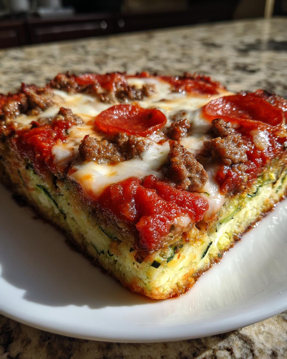Zucchini Pizza Casserole With Beef and Mozzarella - detail 1