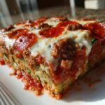 Zucchini Pizza Casserole With Beef and Mozzarella