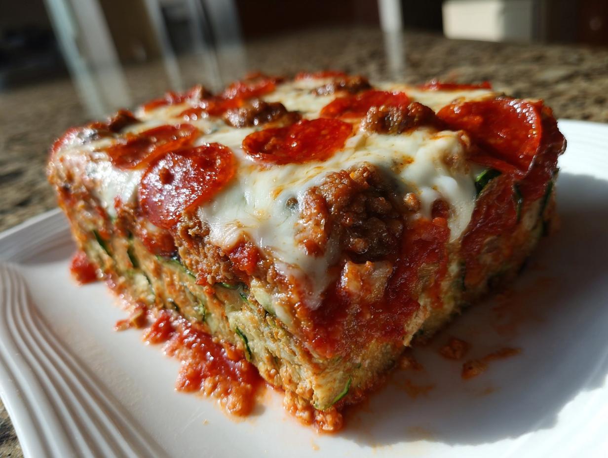Amazing Zucchini Pizza Casserole With Beef and Mozzarella