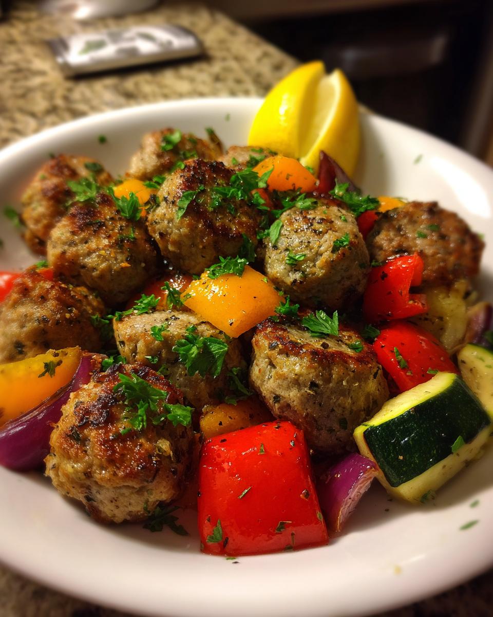 air fryer chicken sausage and vegetables - detail 1