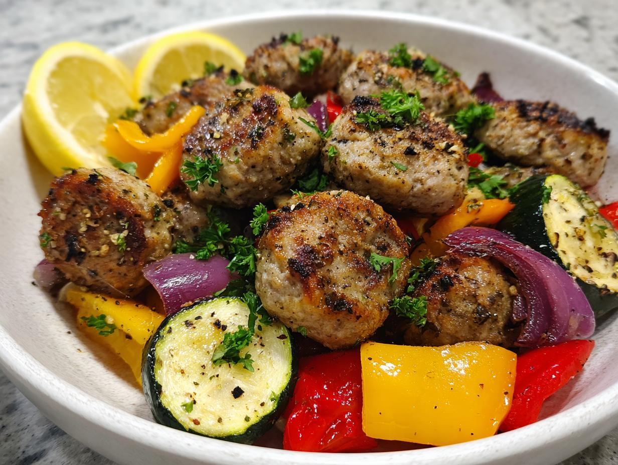 Amazing 15-min air fryer chicken sausage and vegetables