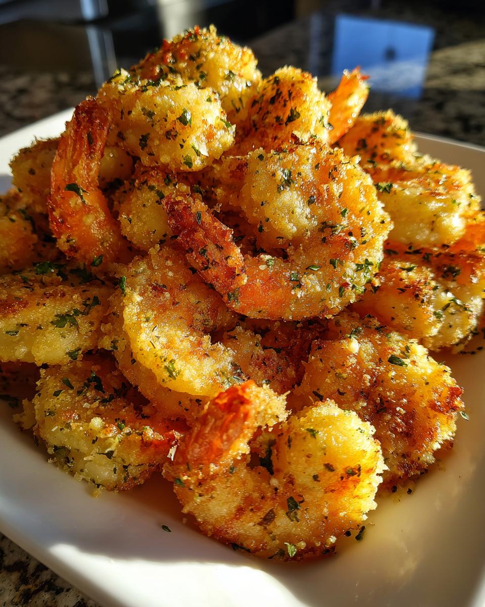 air fryer garlic parmesan shrimp - detail 1