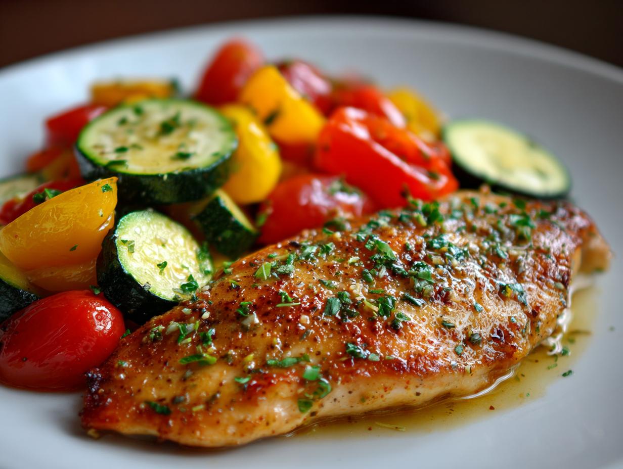 Awesome 1-Pan baked Italian chicken and vegetables