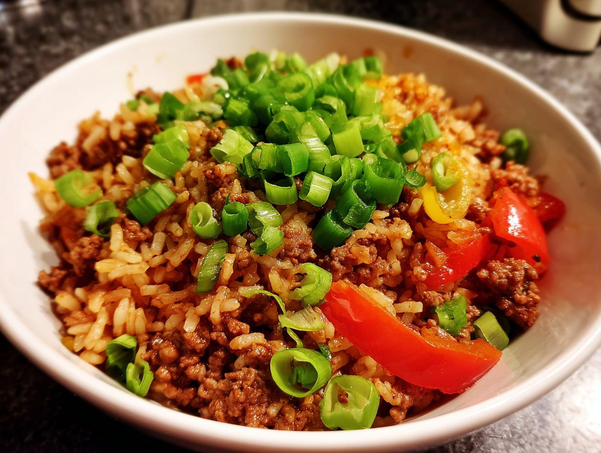 Amazing beef pepper rice bowl in 4 steps