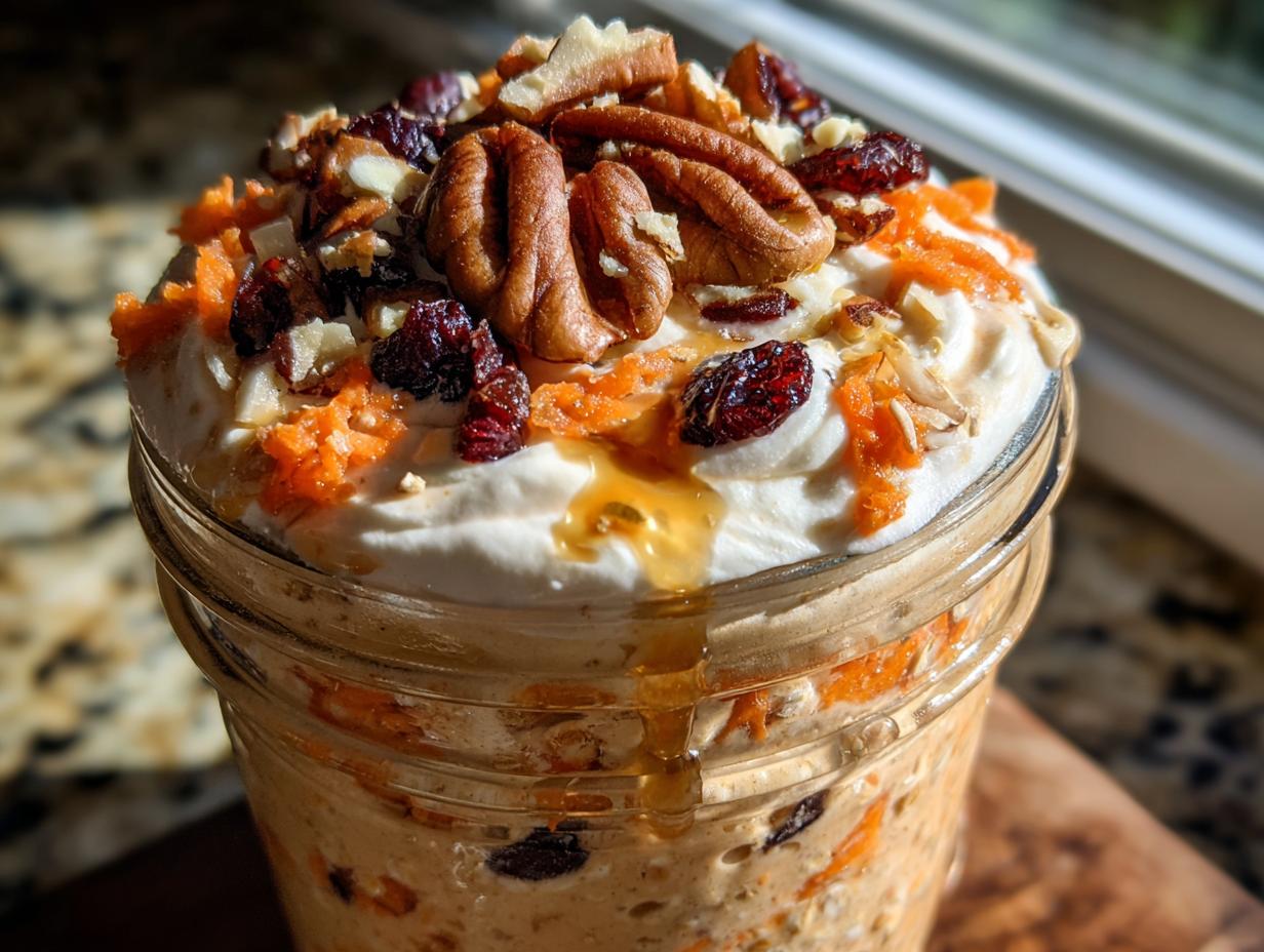 Amazing carrot cake overnight oats In 10 mins
