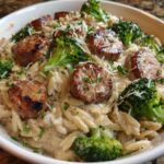 chicken sausage broccoli orzo