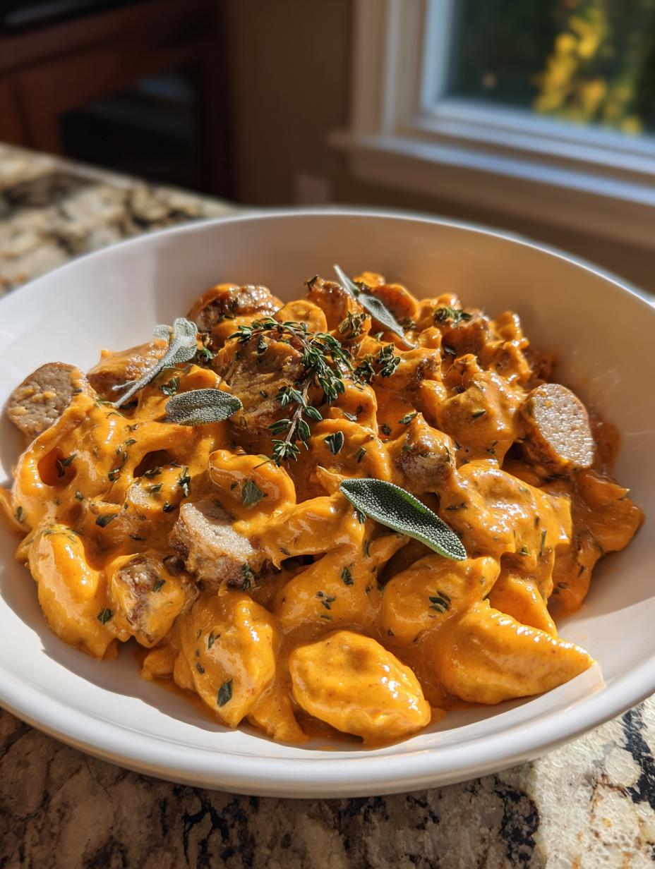 creamy butternut squash gnocchi with sausage - detail 2