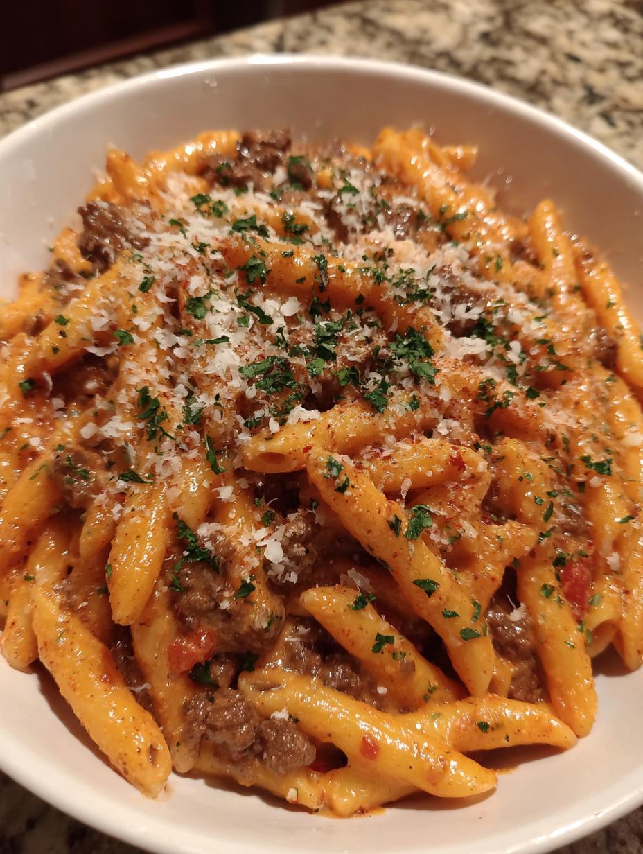 creamy ground beef pasta - detail 2