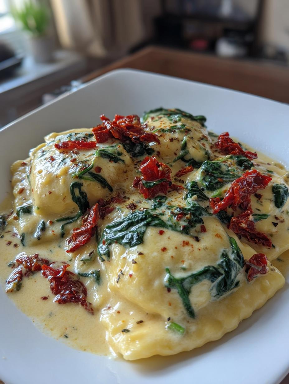 creamy tuscan ravioli - detail 2