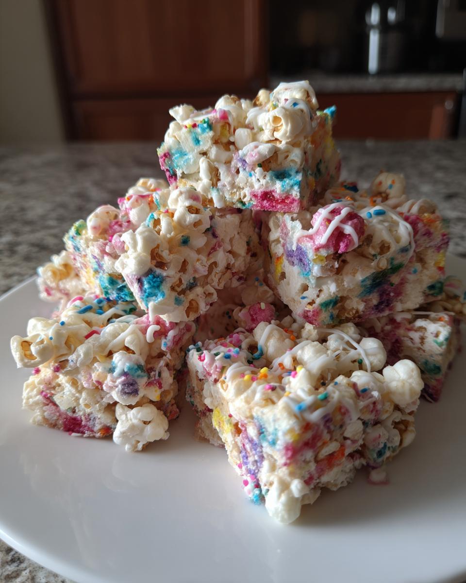 funfetti marshmallow popcorn treats - detail 1