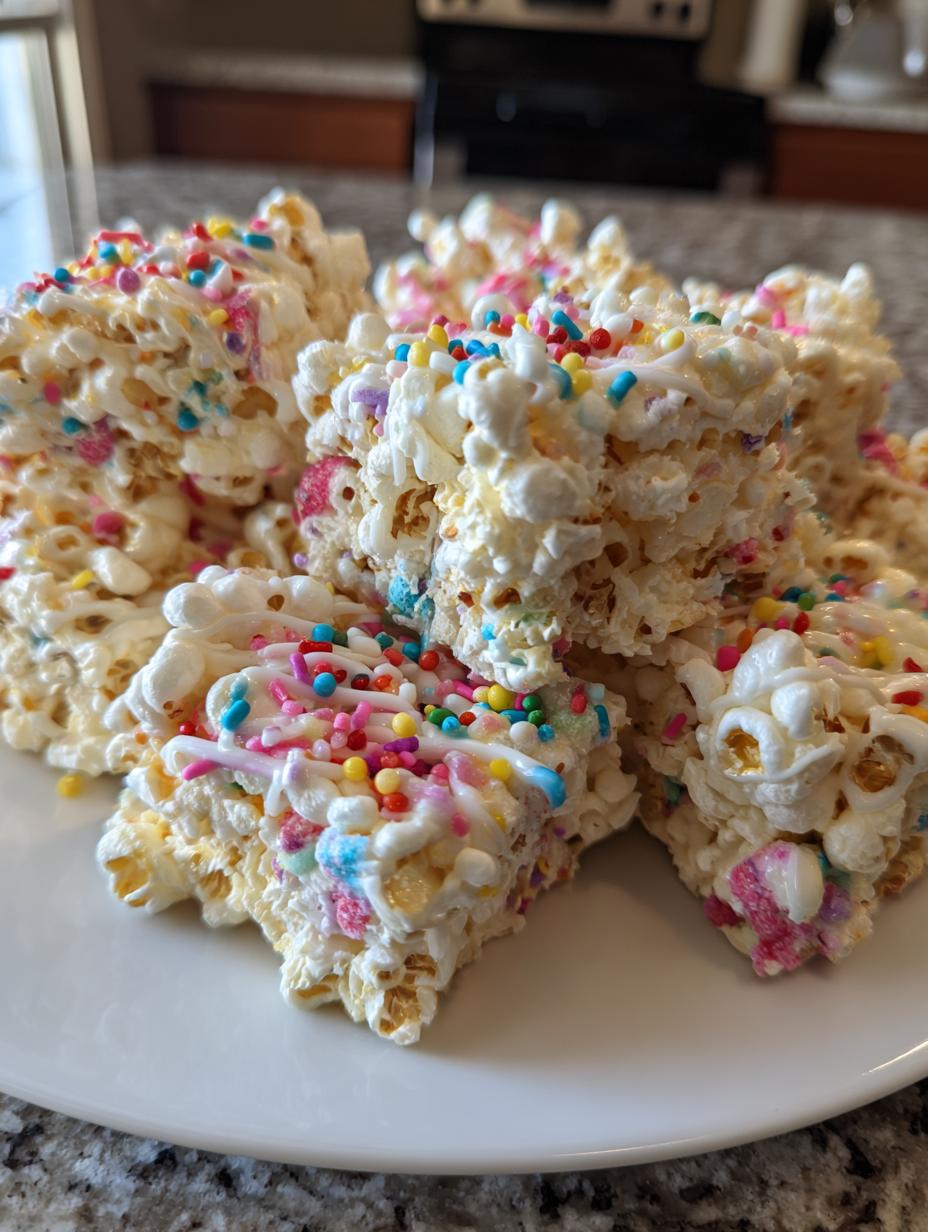 funfetti marshmallow popcorn treats - detail 2