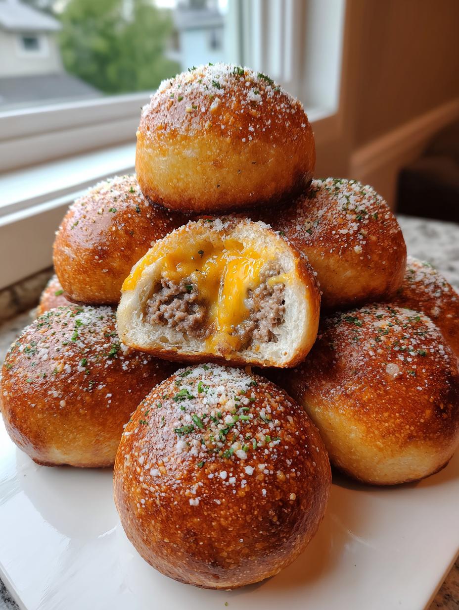 garlic parmesan cheeseburger bombs - detail 2