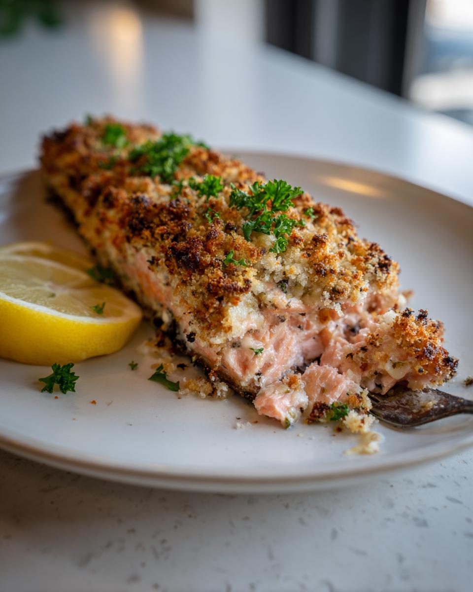 garlic parmesan crusted salmon - detail 1