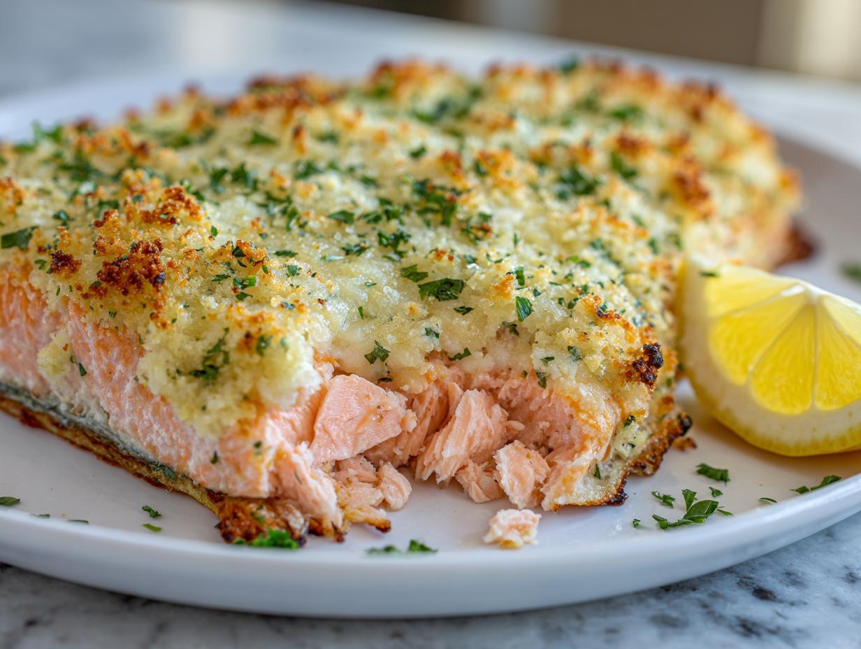 Amazing garlic parmesan crusted salmon in 20 min