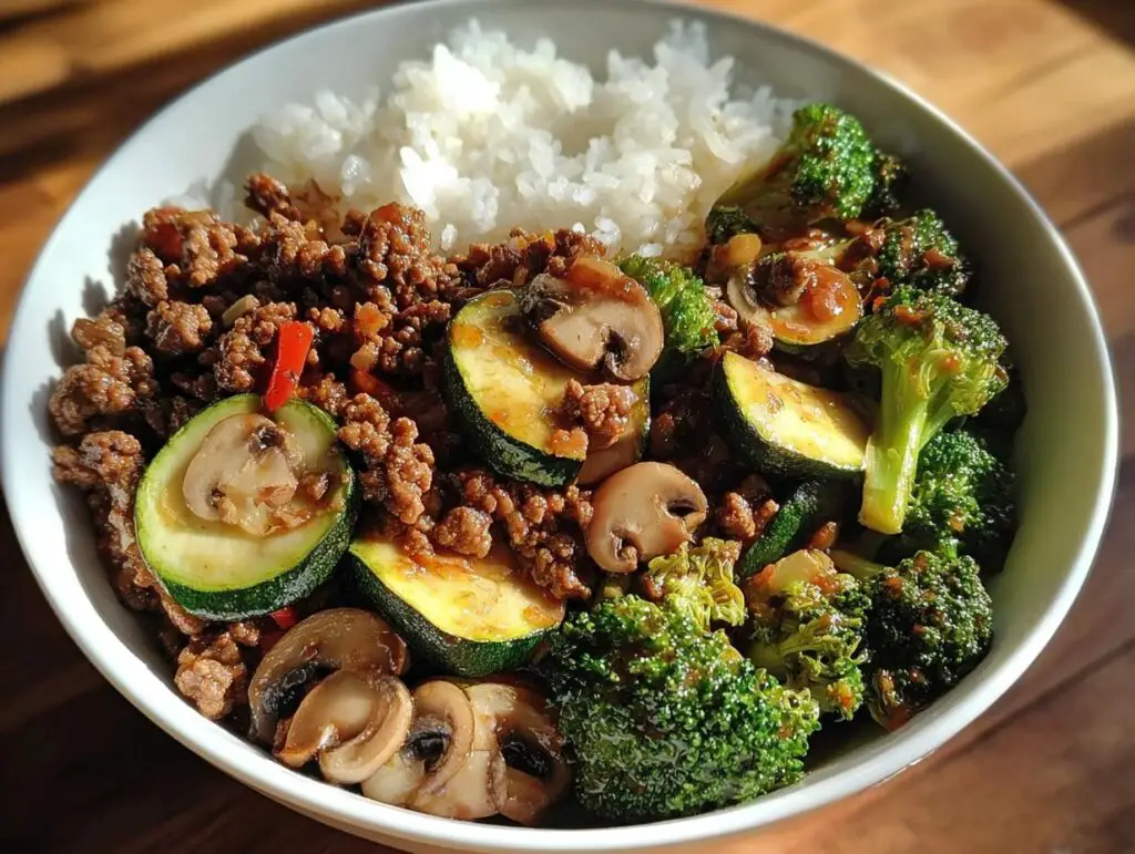 ground beef rice bowl