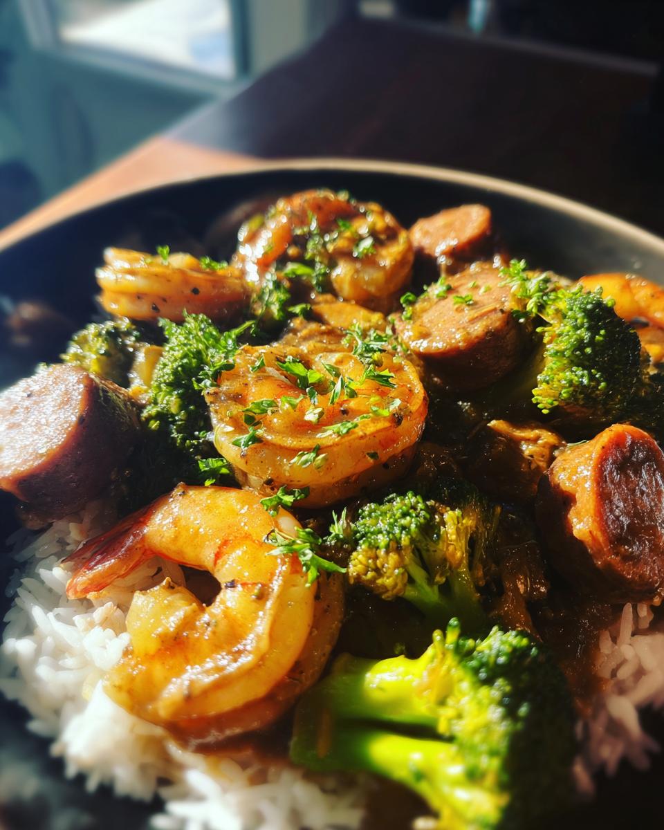 honey garlic shrimp and broccoli - detail 1