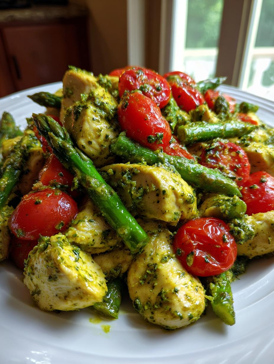 pesto chicken and veggies - detail 2