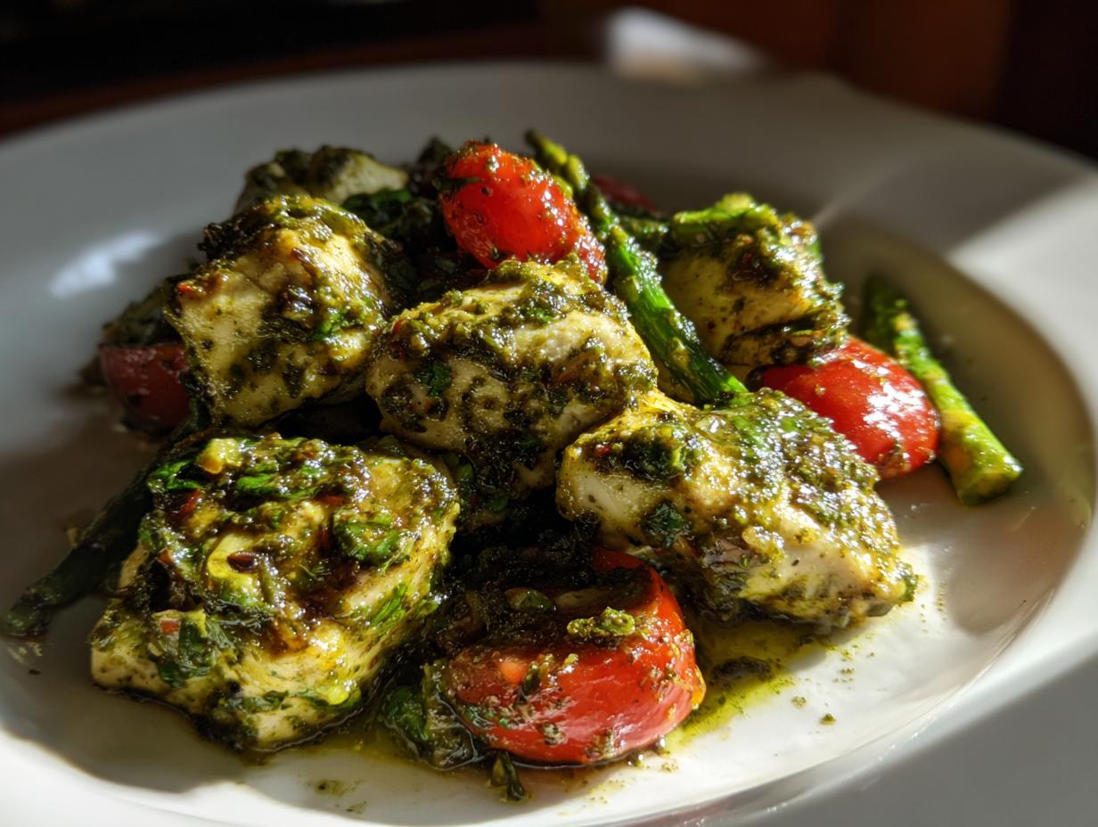 Amazing 1-Pan Pesto Chicken and Veggies Dish