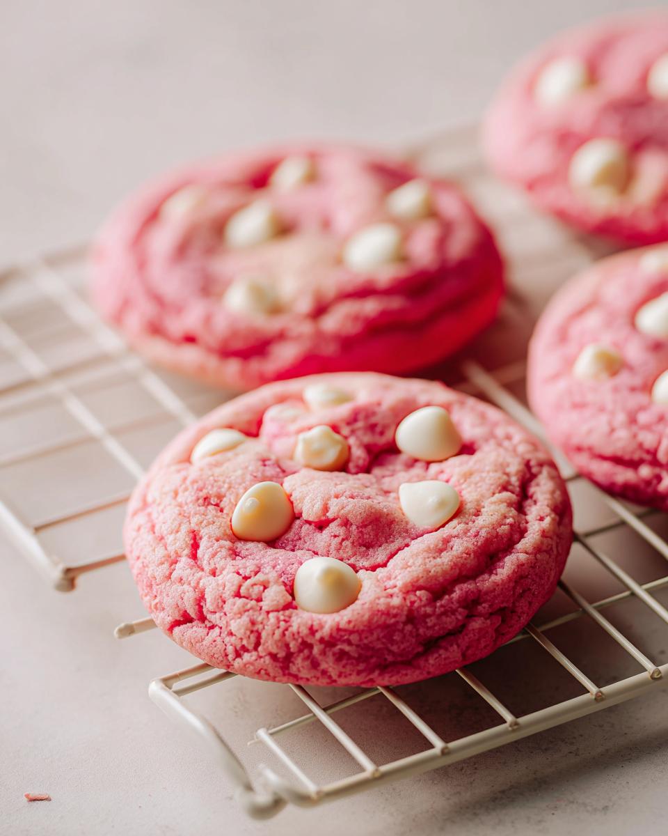pink white chocolate chip cookies - detail 1