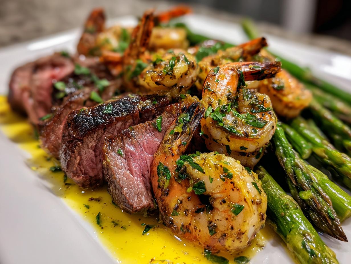 Stunning ribeye steak and shrimp in 30 mins