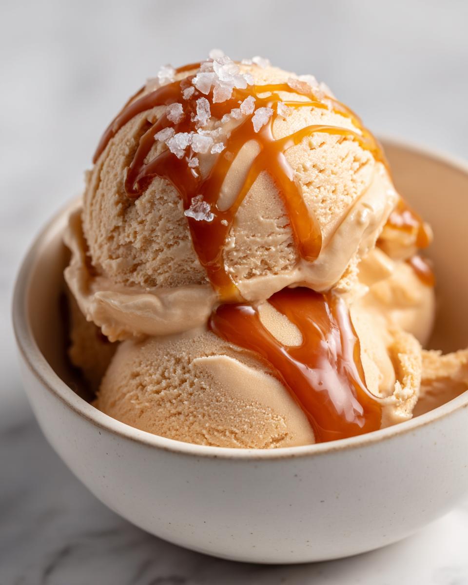 salted caramel protein ice cream - detail 1