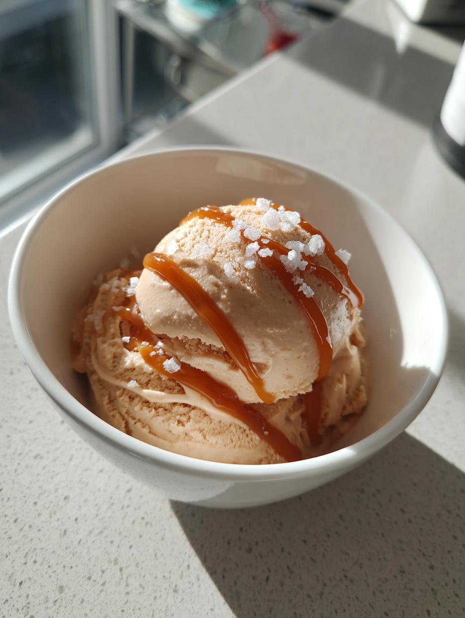 salted caramel protein ice cream - detail 2