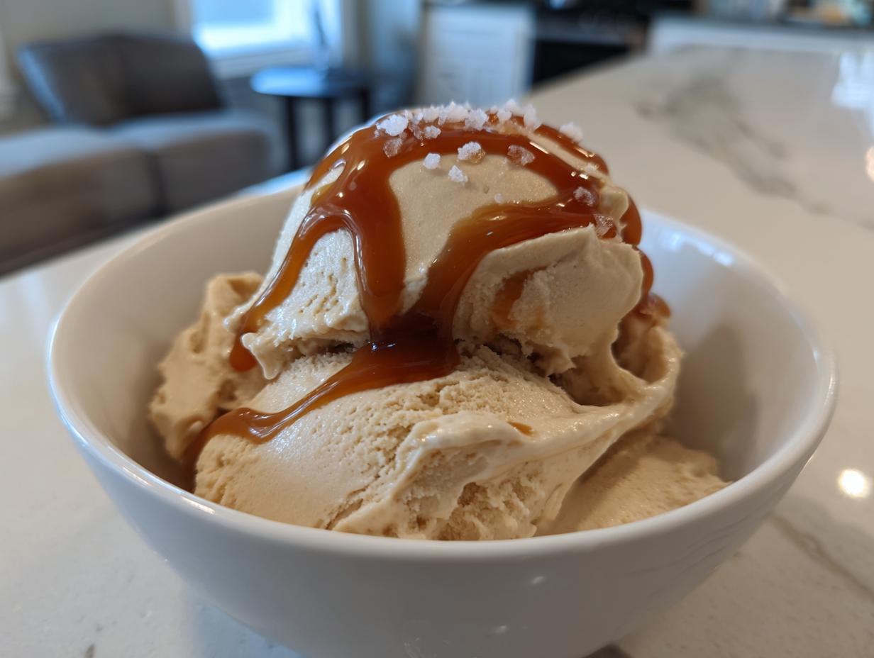 Awesome 170 Calorie Salted Caramel Protein Ice Cream