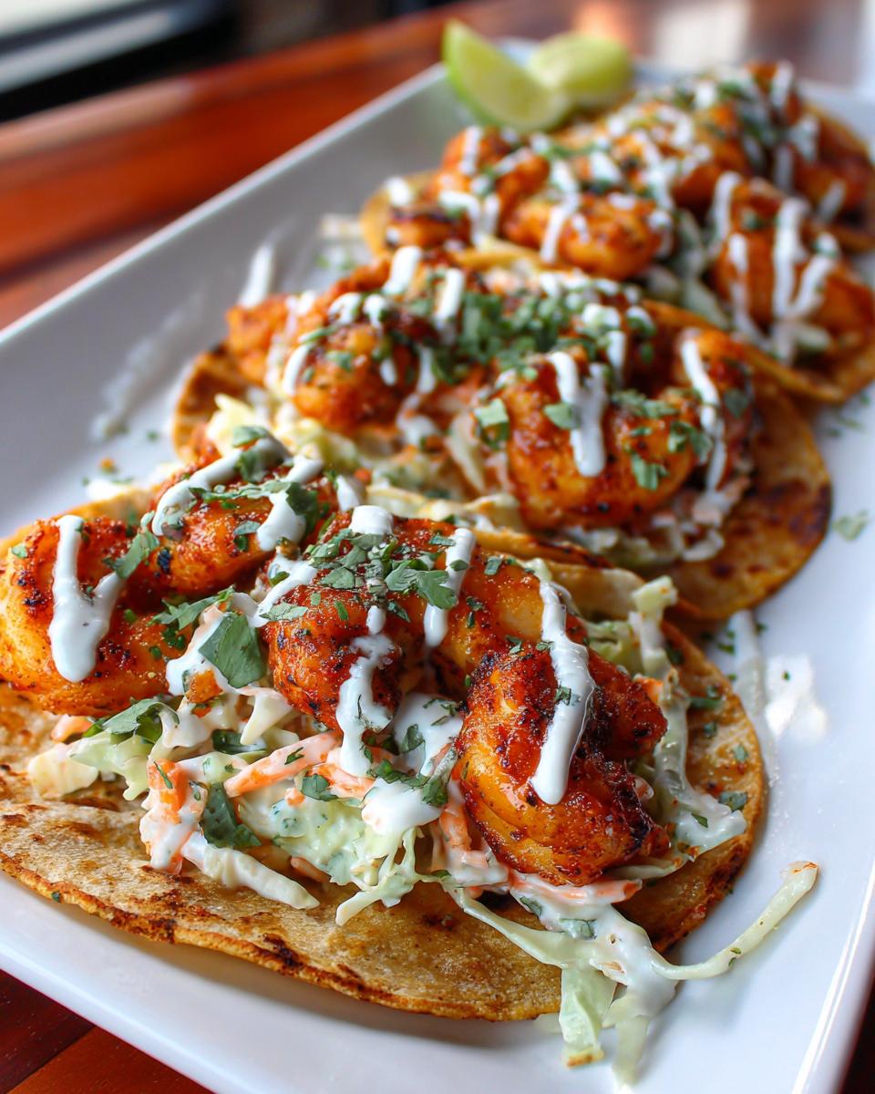 shrimp tacos with slaw - detail 1